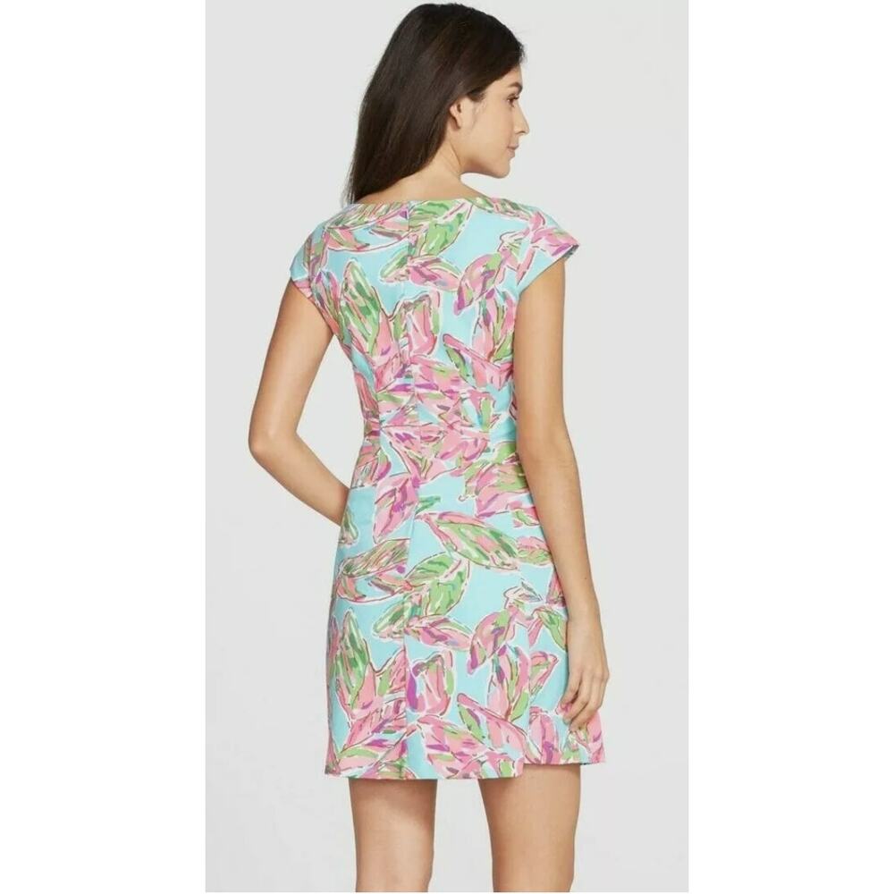Lilly Pulitzer Briella In The Vias Fit & Flare Posh Ponte Pink Turquoise Dress M - Picture 3 of 14